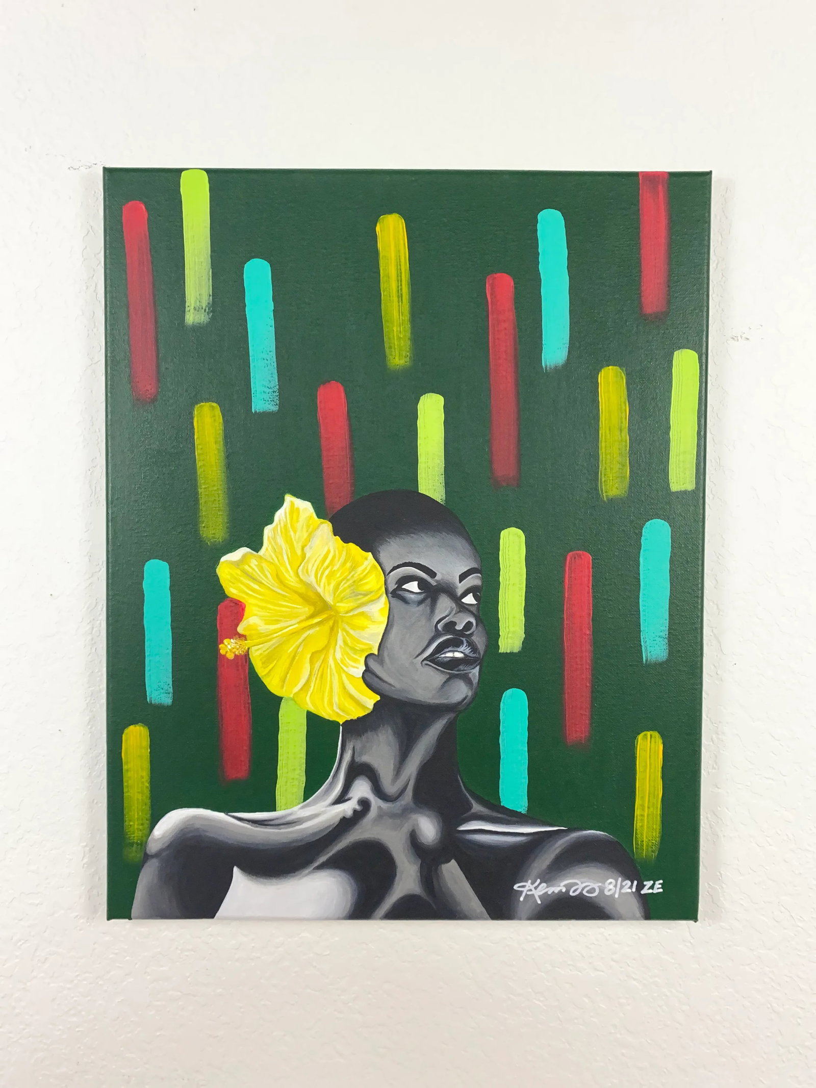 "Dominique II" Contemporary Expressionist Style Portrait Acrylic Painting, Framed - 3