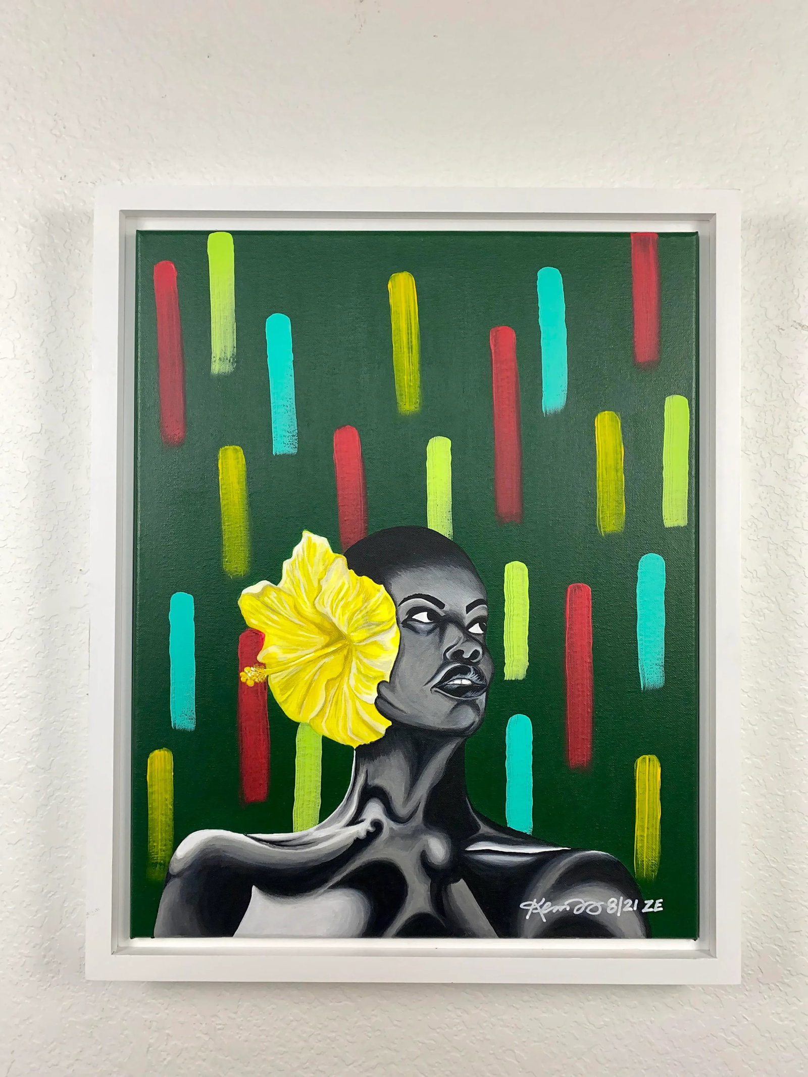 "Dominique II" Contemporary Expressionist Style Portrait Acrylic Painting, Framed - 5