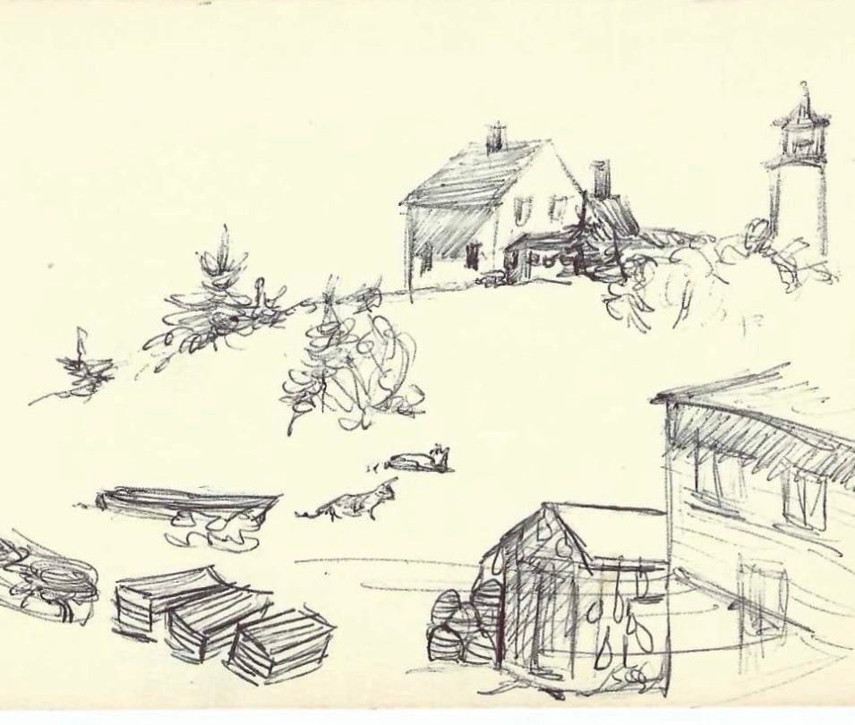 1980s Robert Angeloch Monhegan Maine Drawing - 2
