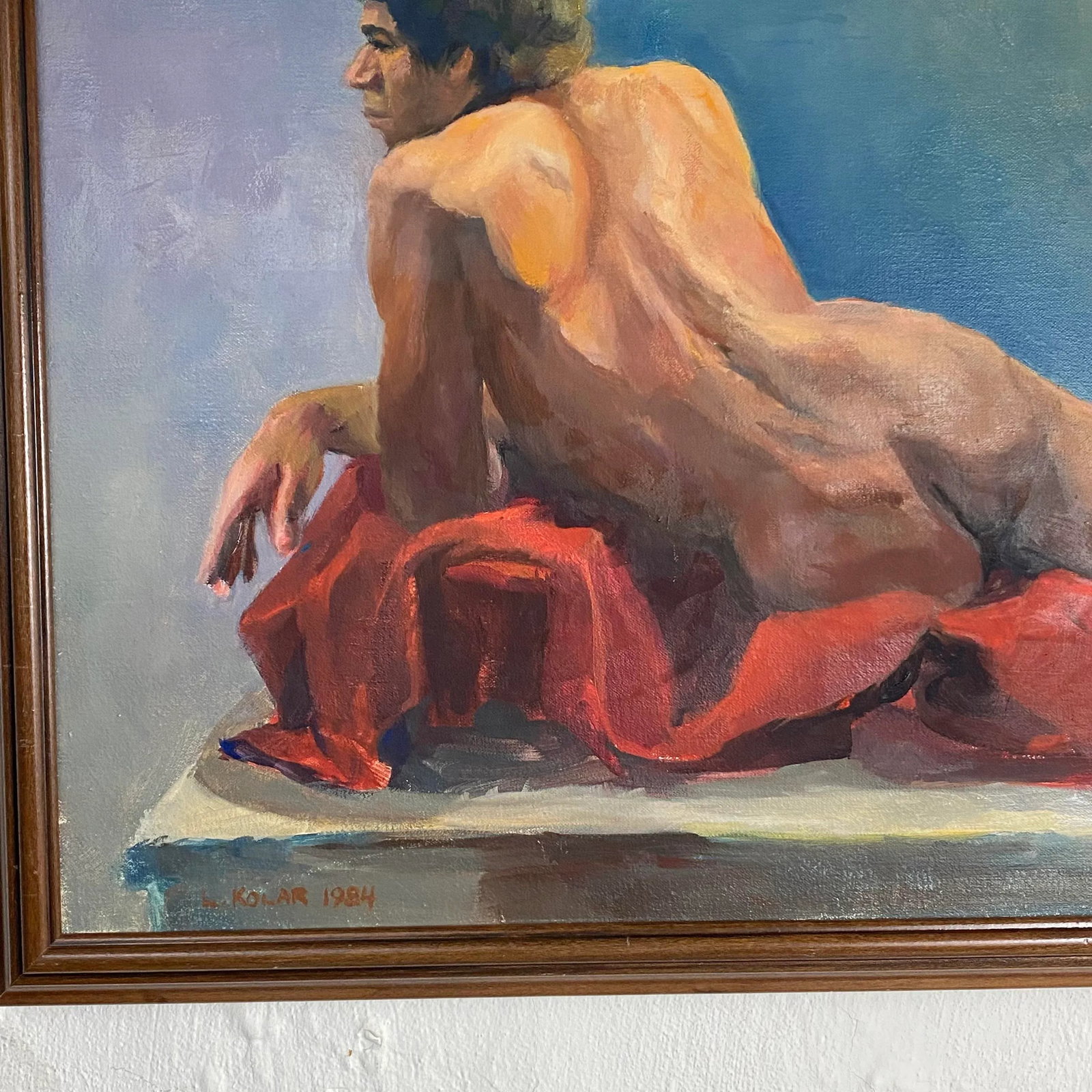 1984 Linda Kolar "Brian" Male Nude Oil Painting - 10