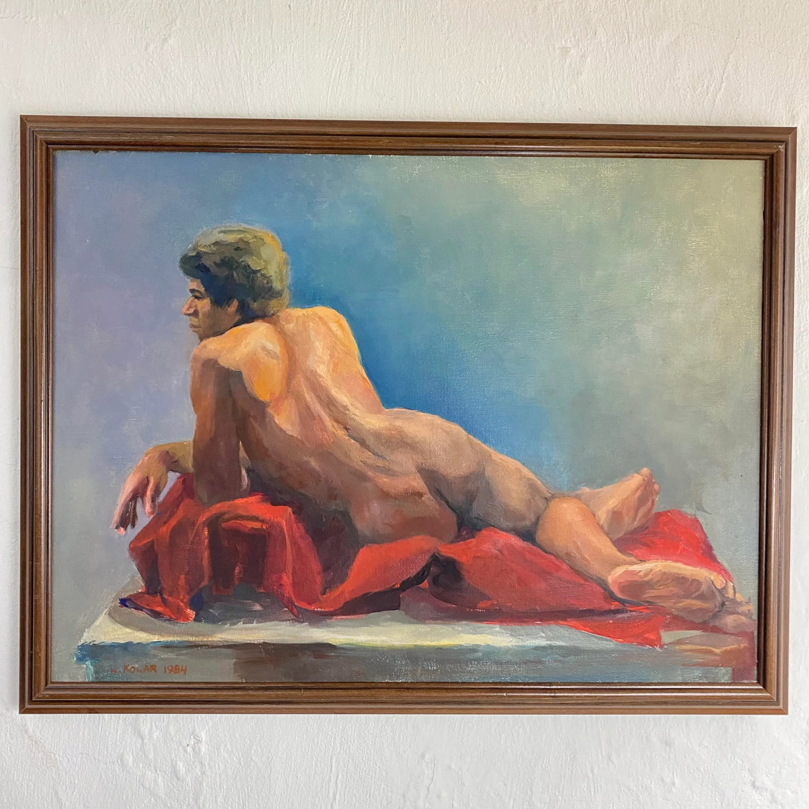 1984 Linda Kolar "Brian" Male Nude Oil Painting - 13