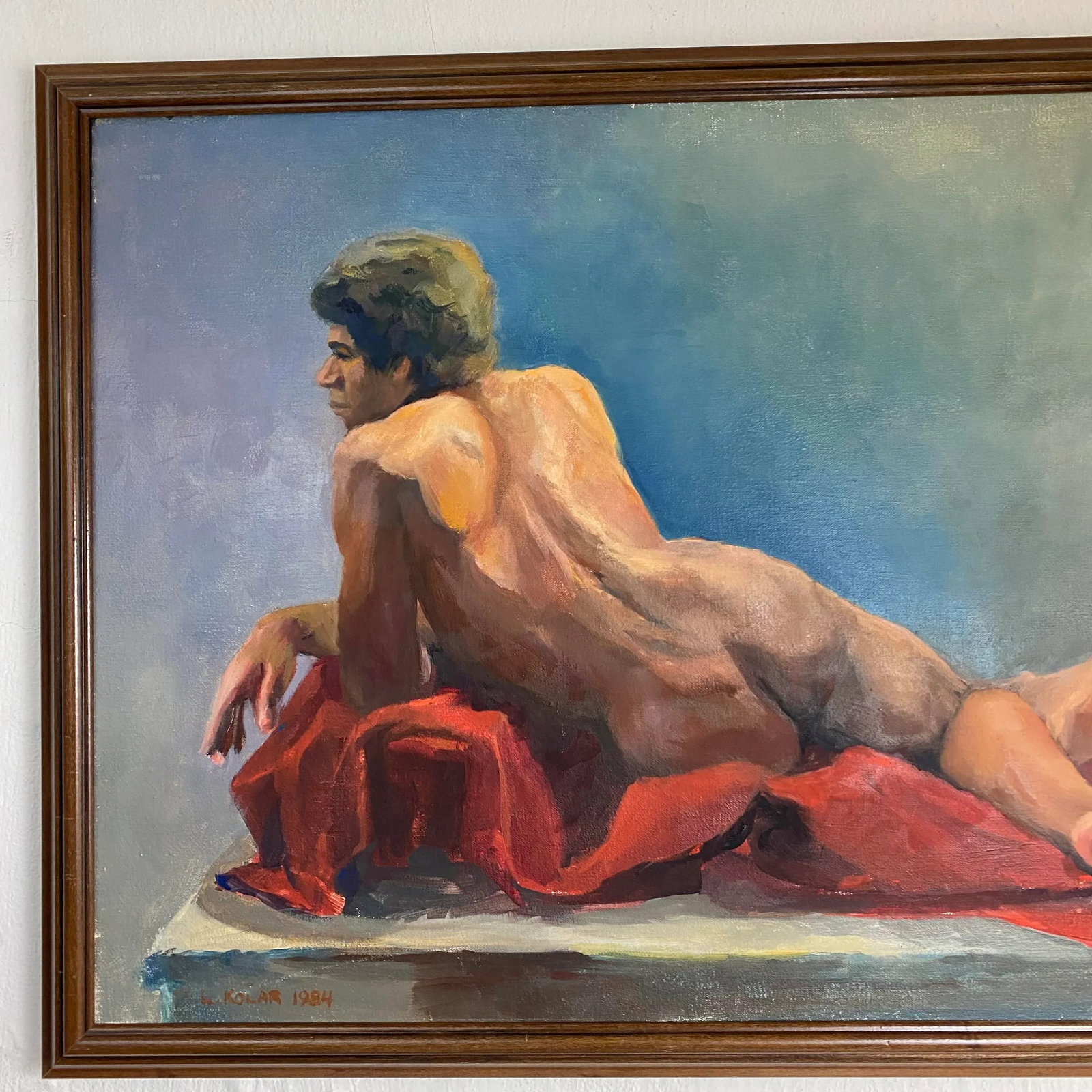 1984 Linda Kolar "Brian" Male Nude Oil Painting - 3