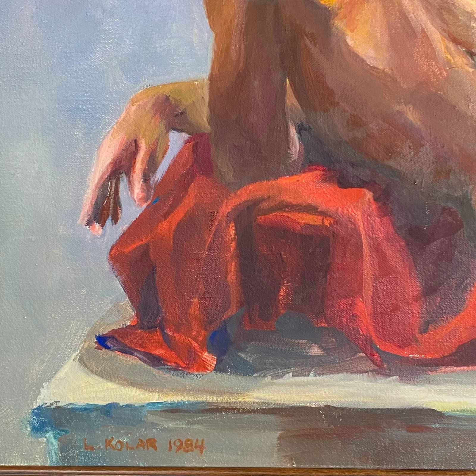 1984 Linda Kolar "Brian" Male Nude Oil Painting - 6