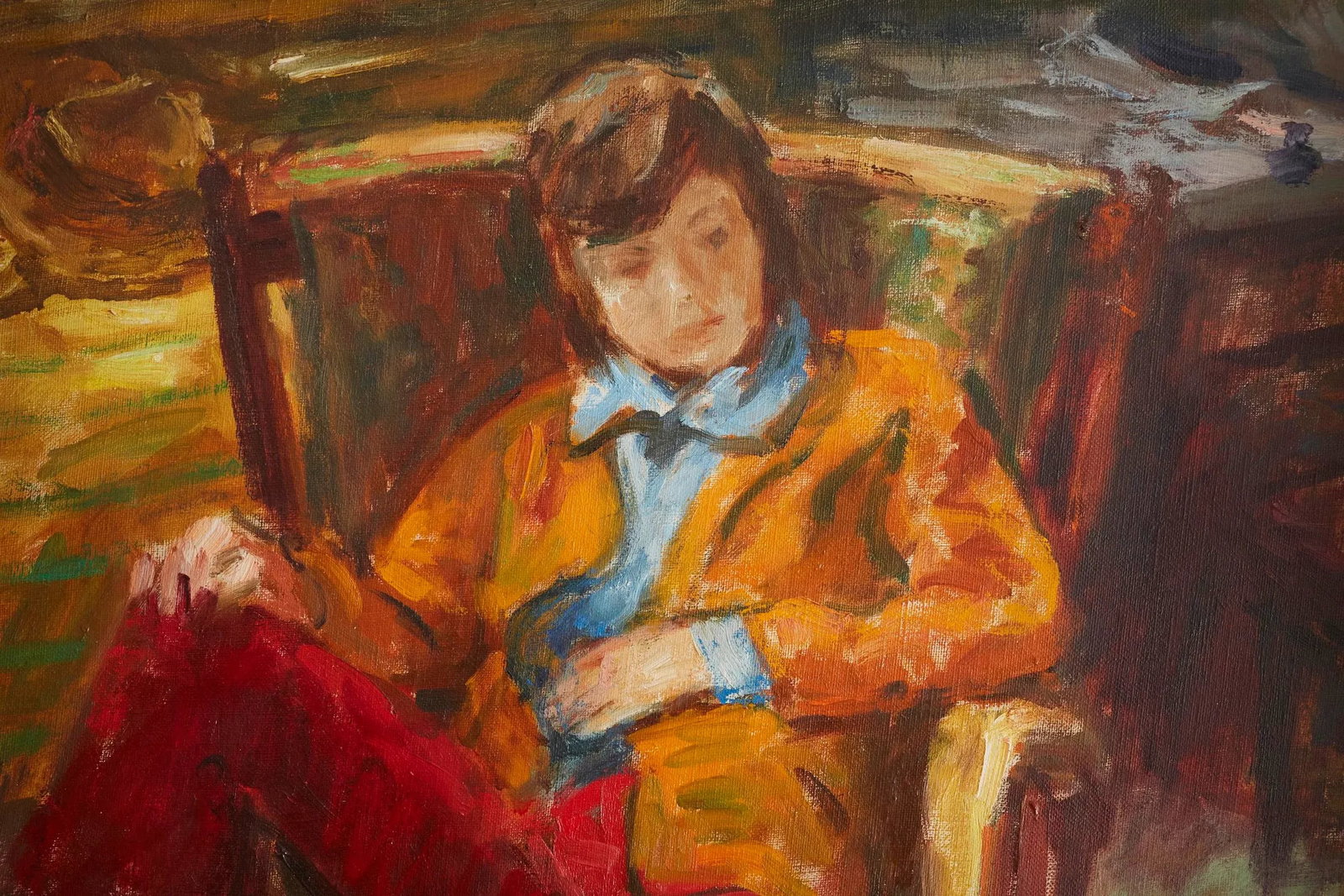 Early 20th Century "Girl Resting" Expressionist Figurative Oil Painting, Framed - 5