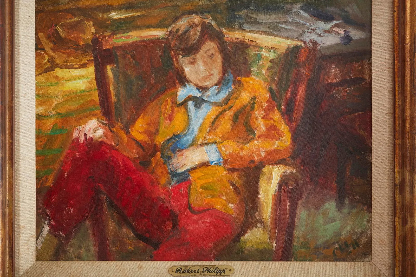 Early 20th Century "Girl Resting" Expressionist Figurative Oil Painting, Framed - 6