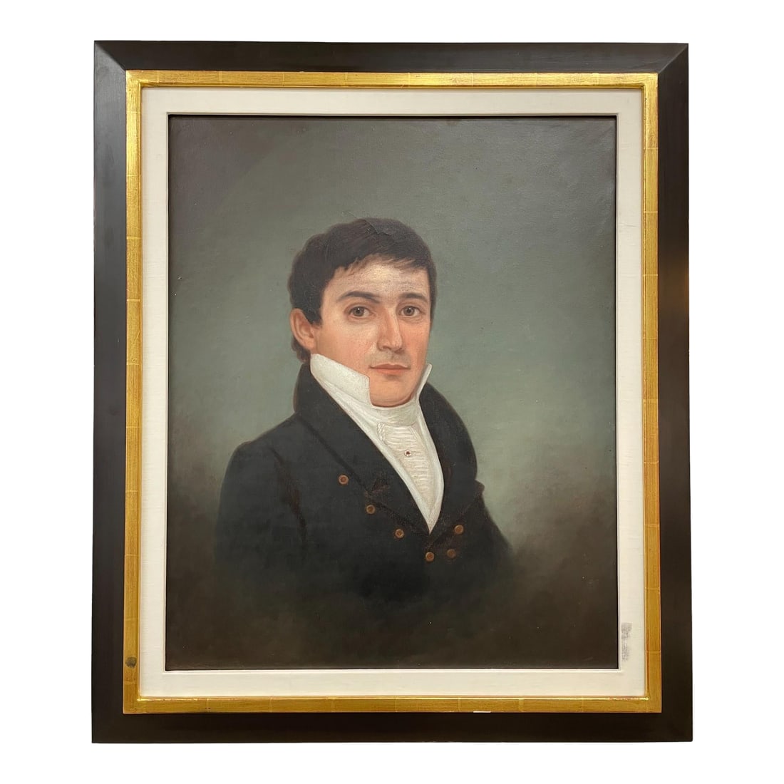 Early 19th Century American Federal Gentleman Portrait Oil Painting, Framed: An excellent and rare example of an early American gentleman's portrait. The painting depicts a man of distinction, likely a landowner or professional of some sort. The painting was likely