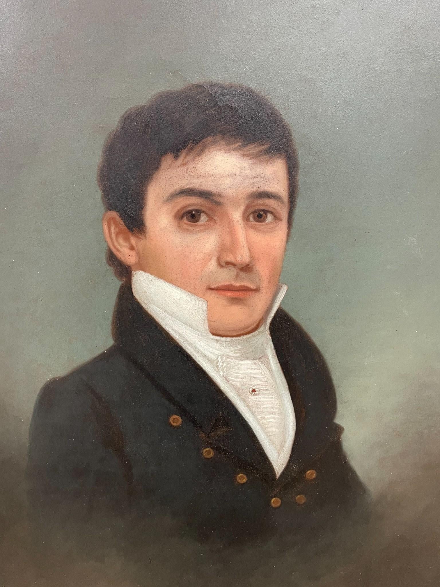 Early 19th Century American Federal Gentleman Portrait Oil Painting, Framed - 2
