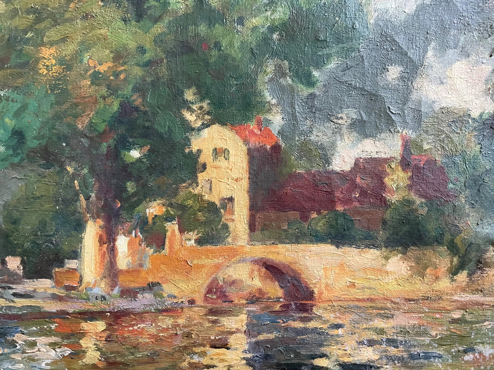 European Lake Landscape, Vintage Oil Painting - 2