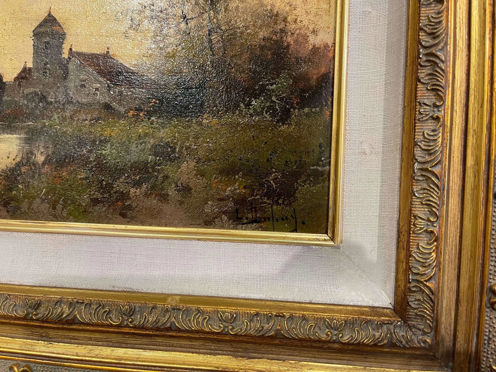 Set of 3 Framed Oil on Board Paintings Signed Leon Dupuy for E. Galien-Laloue - 11