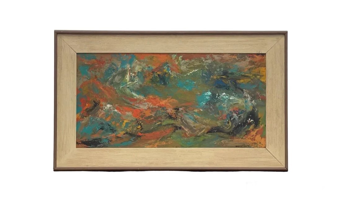 Margaret Smith Signed Mid-Century Abstract Expressionist Painting in Original Frame - 2
