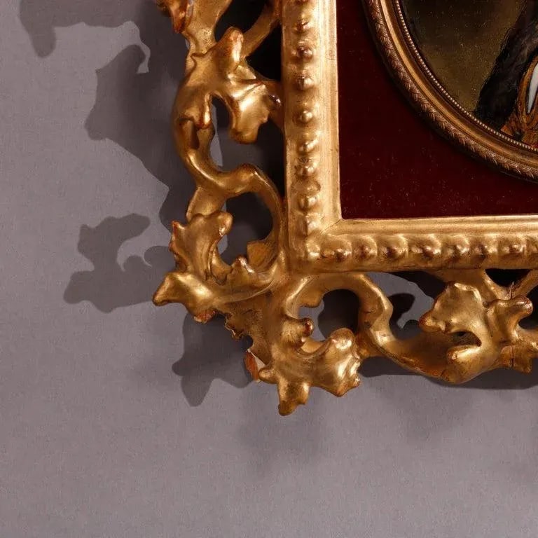 Antique Italian Enamel on Copper Portrait of Classical Woman in Giltwood Frame - 4