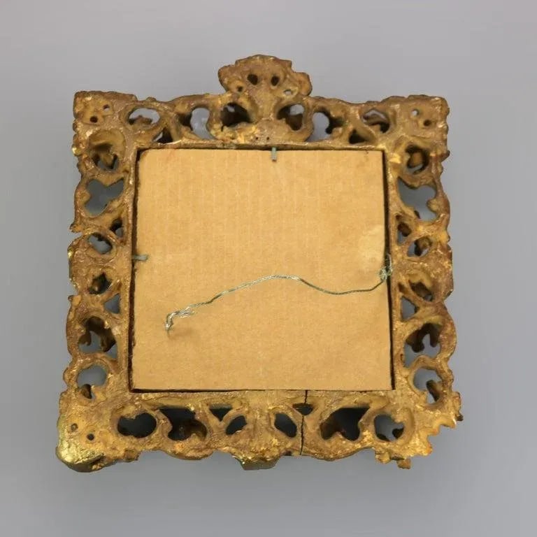 Antique Italian Enamel on Copper Portrait of Classical Woman in Giltwood Frame - 7