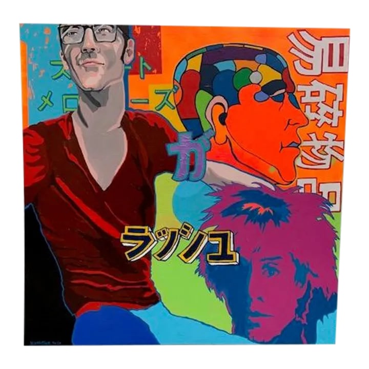 Contemporary Pop Art Postmodern Figurative Acrylic Painting by Jeff Lassiter: Retro Original Pop Art Illustration Acrylic on Canvas by Jeff Lassiter Retro United States Illustrator and Portraiture artist, Jeff Lassiter specializes in Pop-Culture, Funky, and Chic Bright Colors w