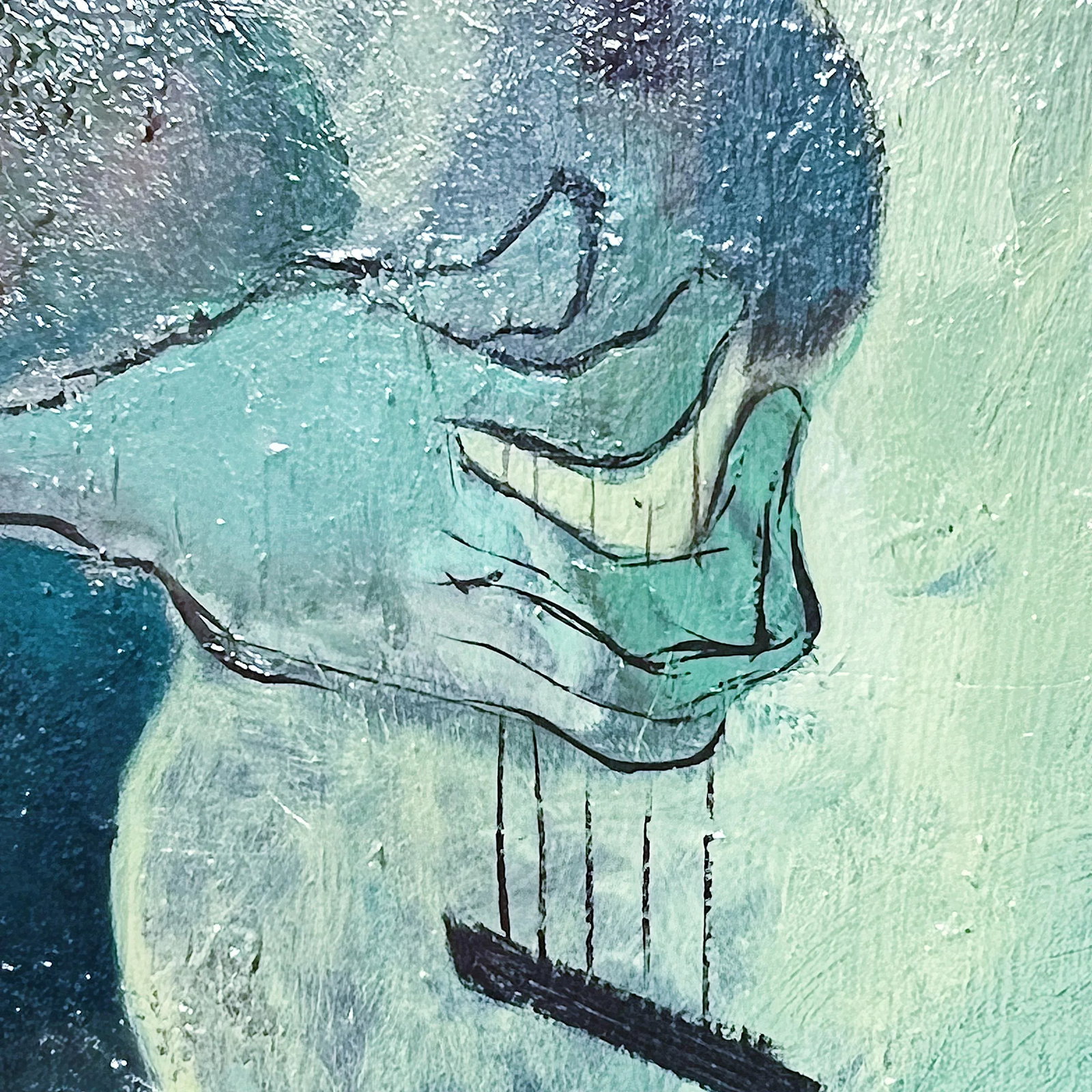 Mid-Century Oil Painting Depicting Musician Guitar by Leonard (Len) Poteshman, Framed - 8