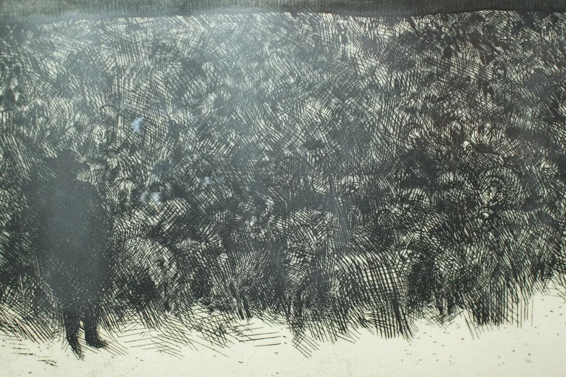 Gerson Leiber Signed "Shepherd and Flock" Etching Aquatint Framed - 5