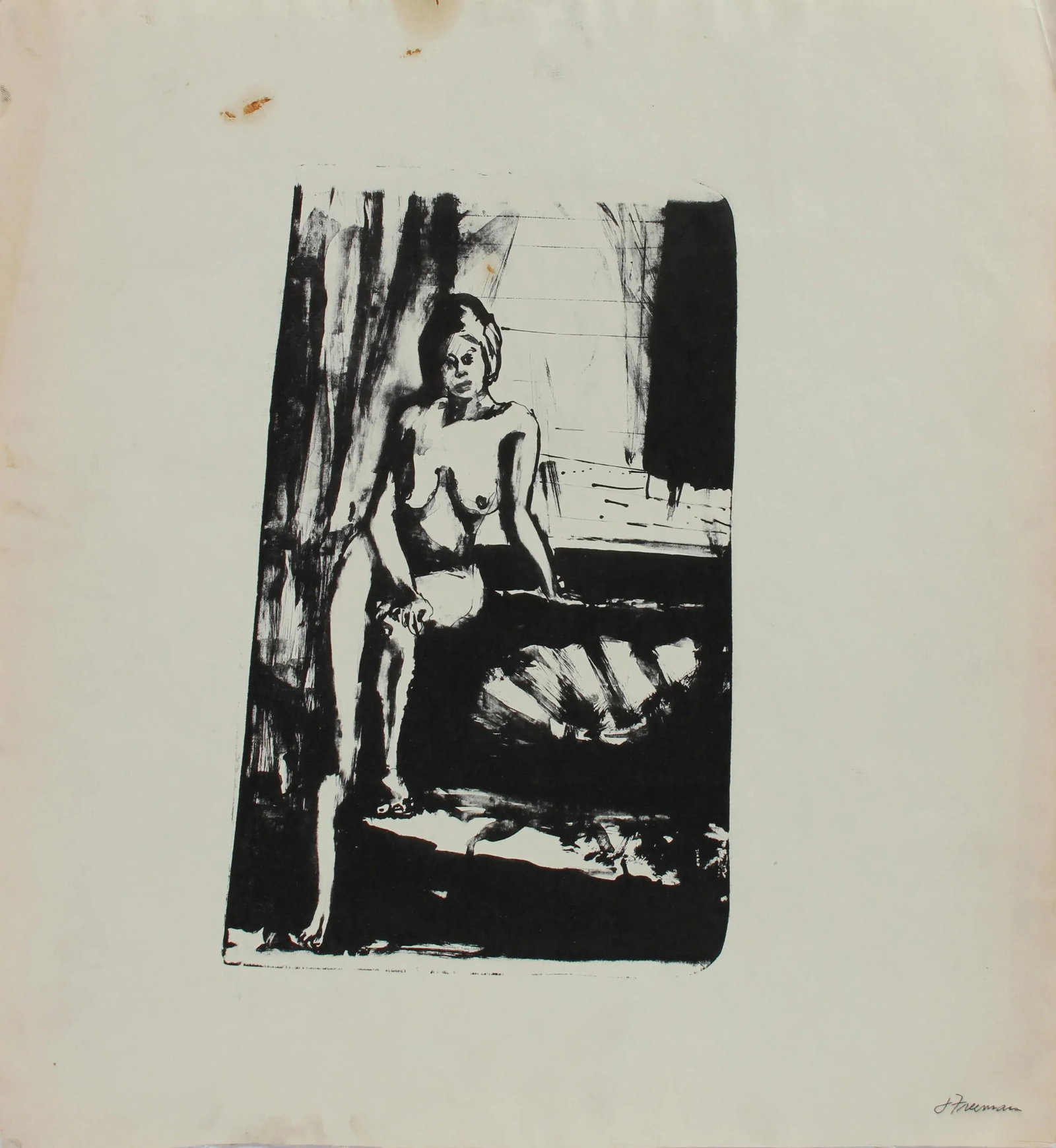 Nude Model Posing 1970s Lithograph - 3