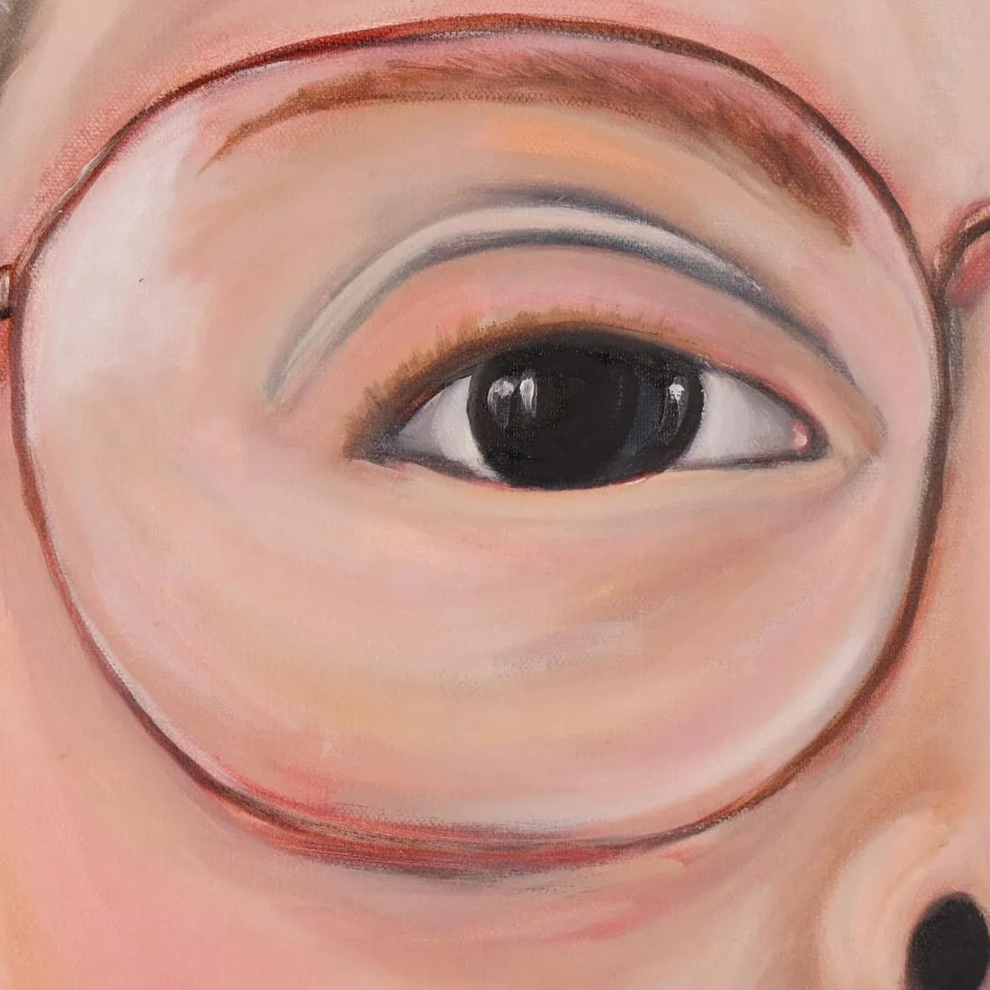 Original Marcella Francis Perryman Oil Painting of Ruth Bader Ginsburg with Glasses and Pearl Earrin - 3