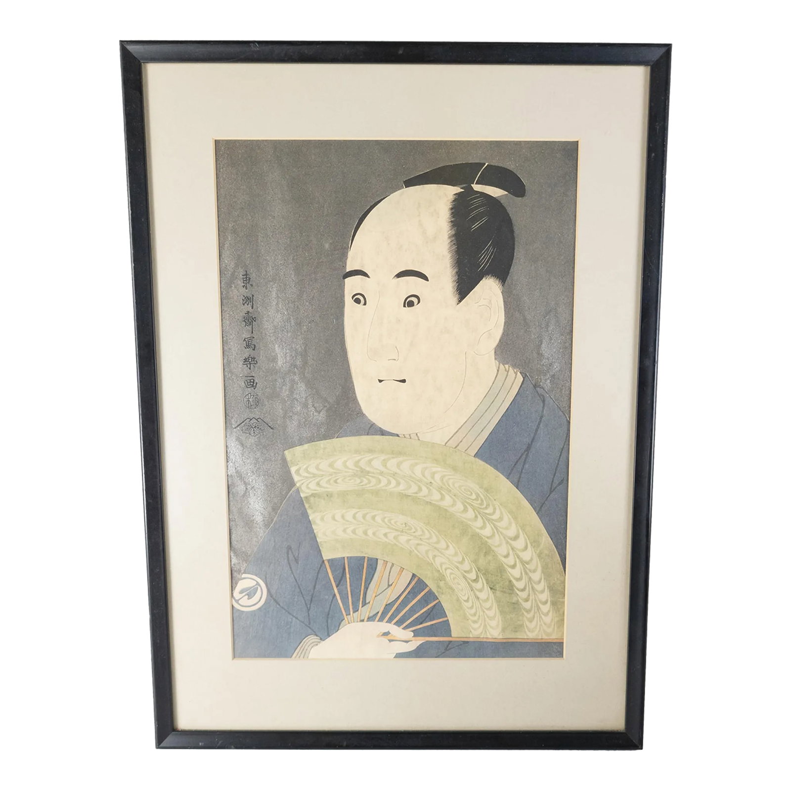 1940's Japanese Woodblock Print of the Actor Sawamura Sojuro III After Sharaku: We are selling this 20th century reproduction print after Toshusai Sharaku. This print is probably circa 1940 and is of The Actor Sawamura Sojuro III, probably plate 2 from the portfolio Sharaku,