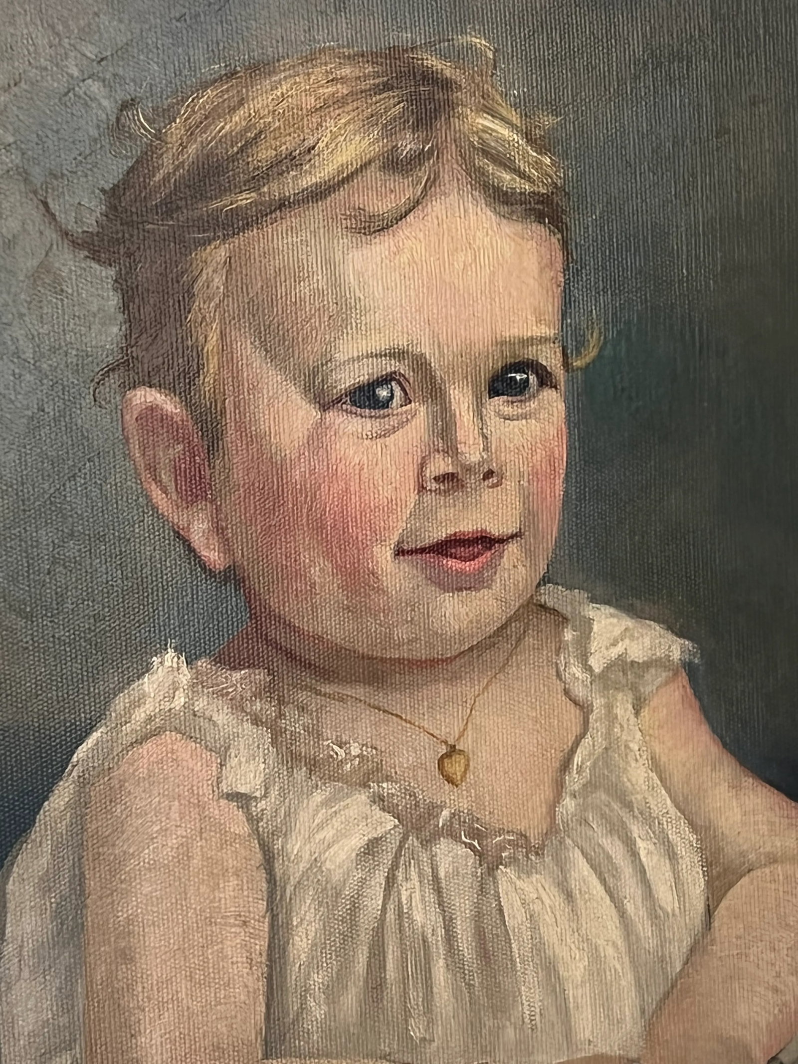 Antique Large 19th Century Portrait Painting of a Child, Framed - 4