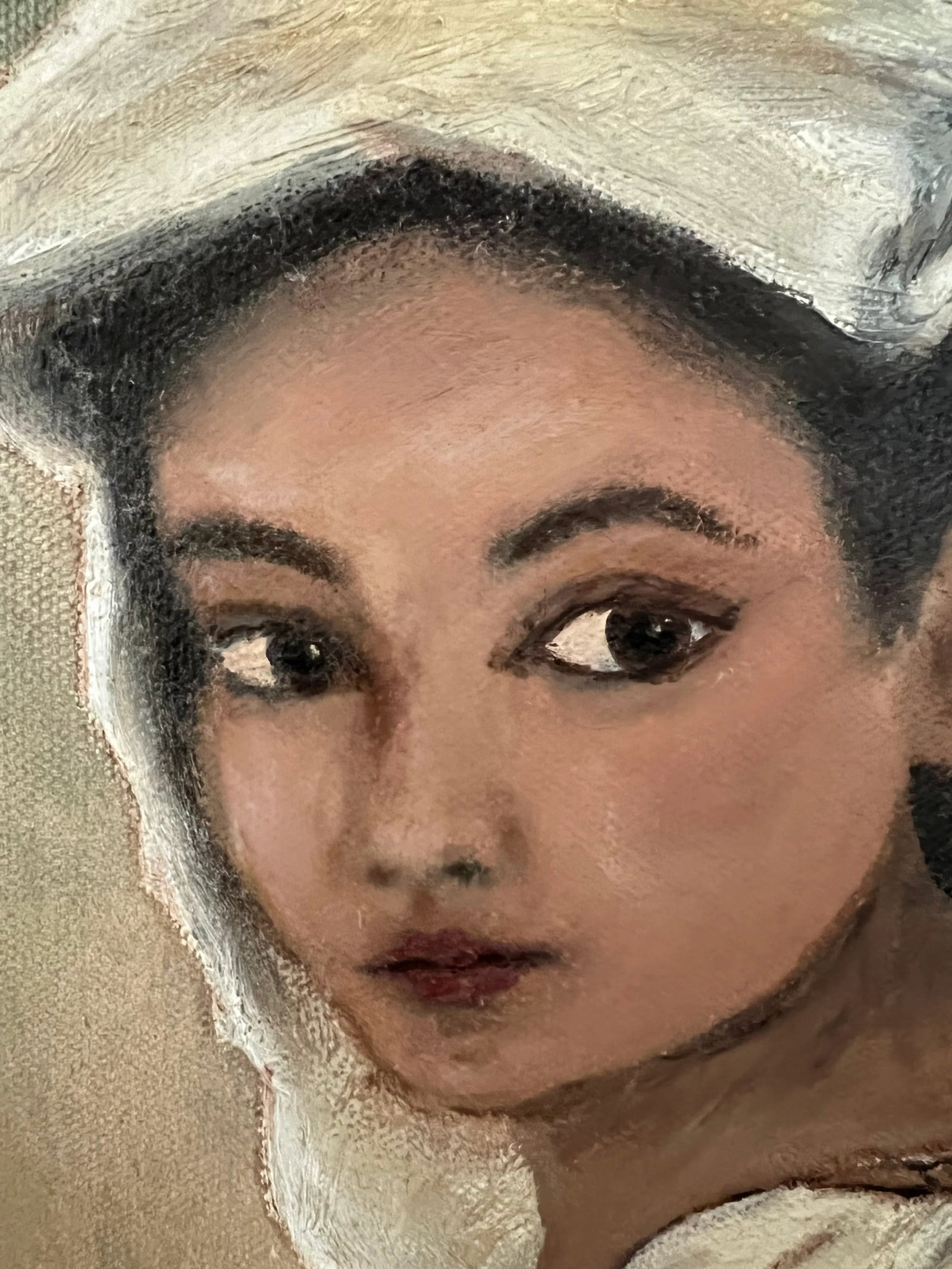 Late 20th Century Portrait Oil Painting of a Lady, Framed - 10