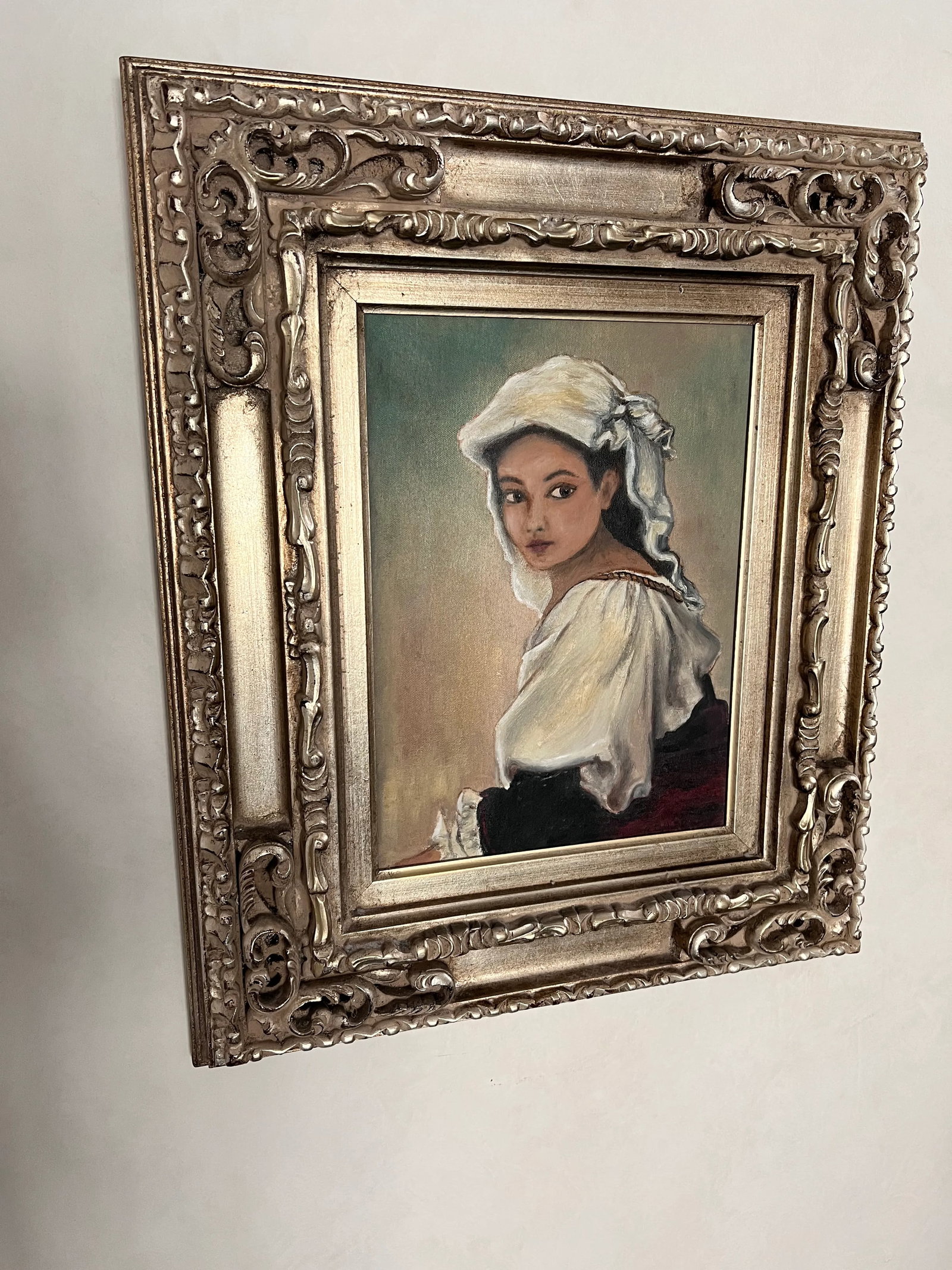 Late 20th Century Portrait Oil Painting of a Lady, Framed - 5