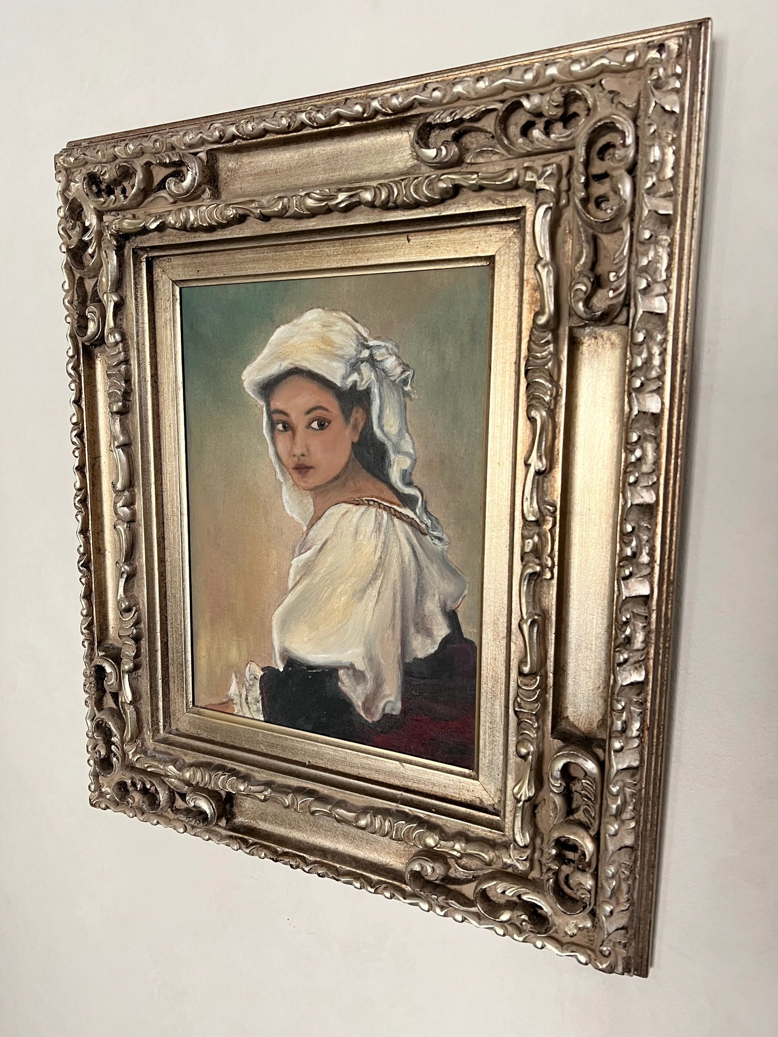 Late 20th Century Portrait Oil Painting of a Lady, Framed - 6