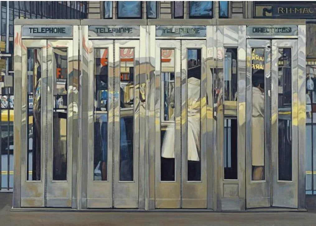 Richard Estes Photorealism 2007 Exhibition Lithograph Telephone Booths New York City, 1967. Spain - 2