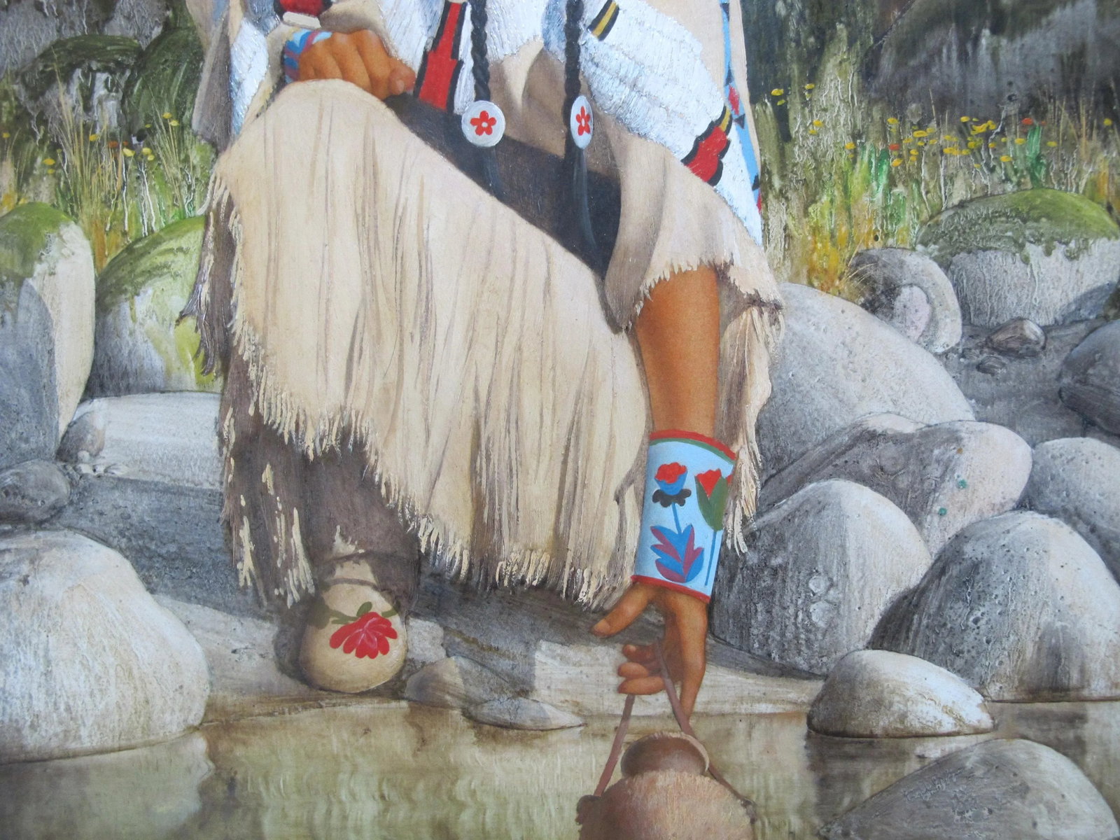 Roger Cooke Pacific Nw Signed Framed Native American Oil Painting River Woman - 3