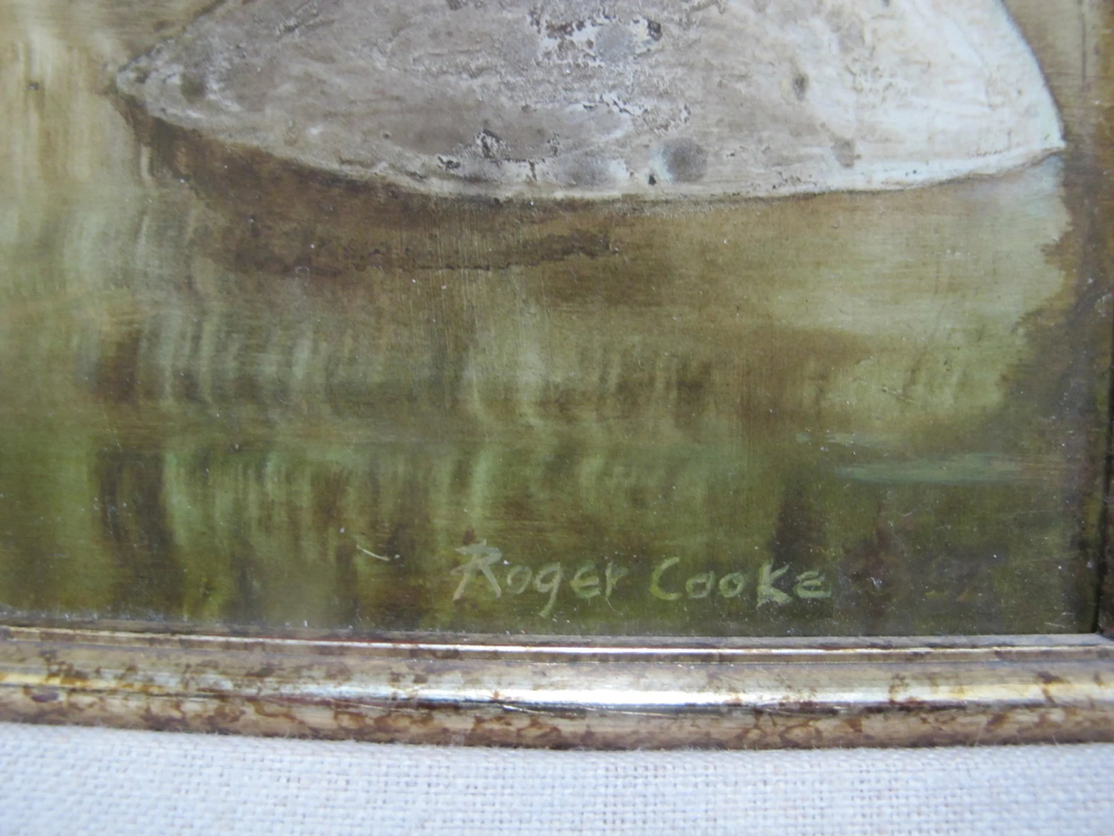 Roger Cooke Pacific Nw Signed Framed Native American Oil Painting River Woman - 4