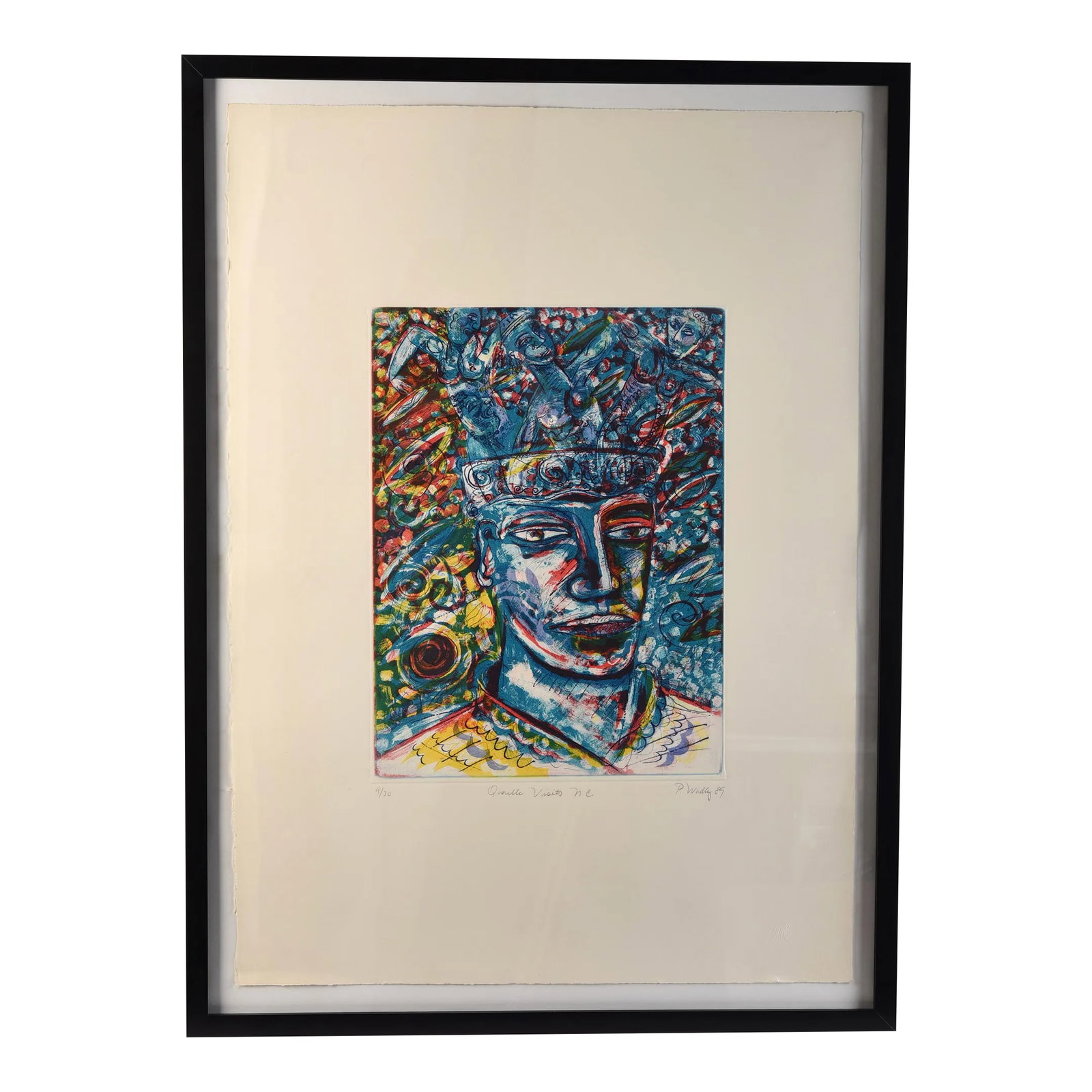 Patrick Wadley Signed Etching Portrait: Numbered 9/30. Signed by artist Patrick Wadley and dated 1989. Full measurements: Height: 32.75" Width: 24.25" Depth: 1.25" Site measurements: Height: 16" Width: 12" From askart Patrick Wadley was