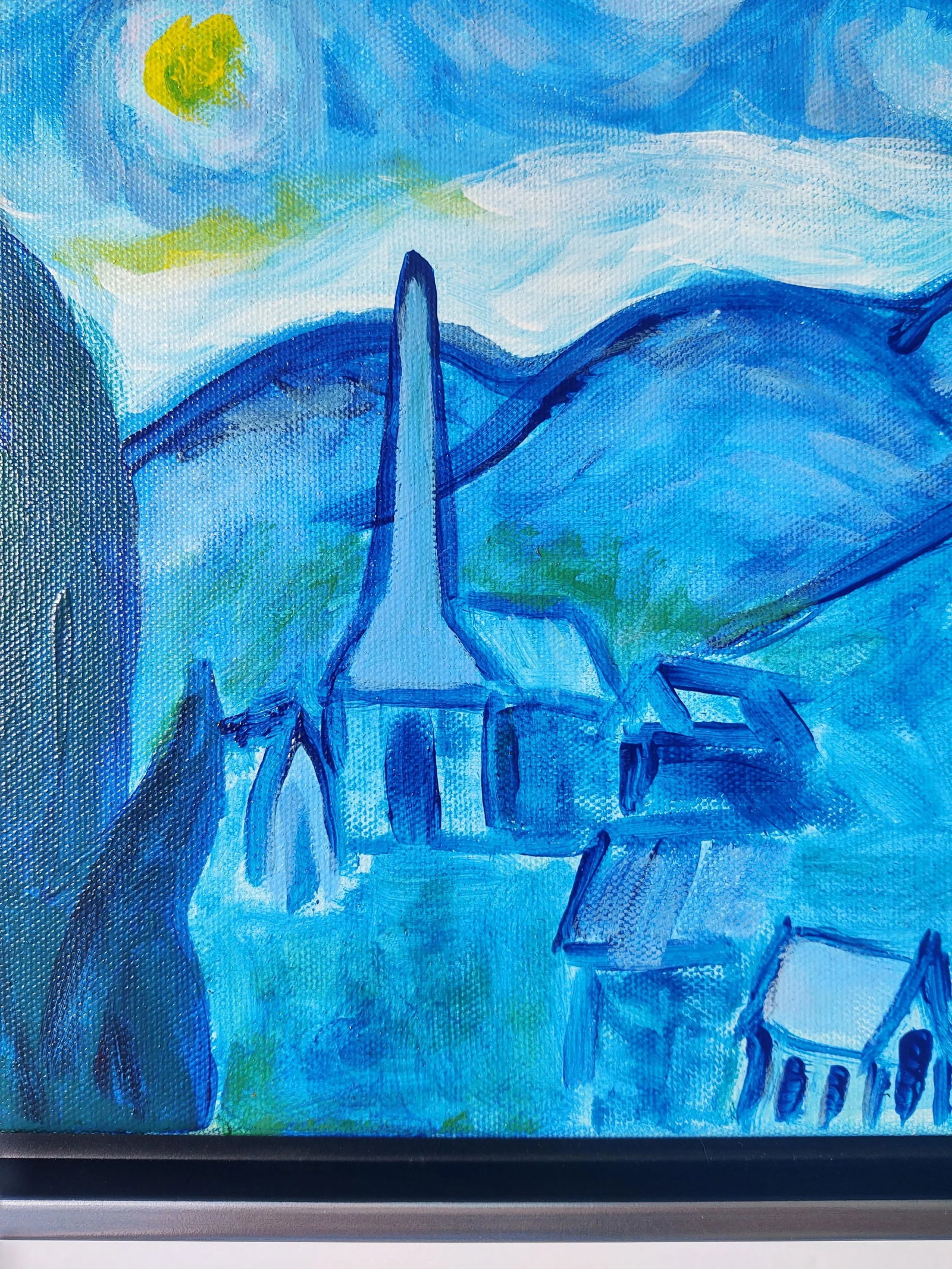 "A Tribute to Van Gogh's Starry Night" Contemporary Post-Impressionist Landscape Painting by Linda M - 12