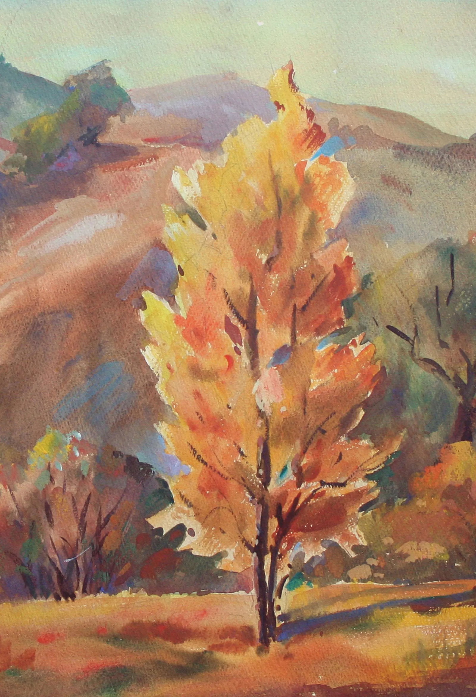 1970s Mid-Century Santa Cruz Mountains Autumn Landscape Painting by Louise Nygard - 3