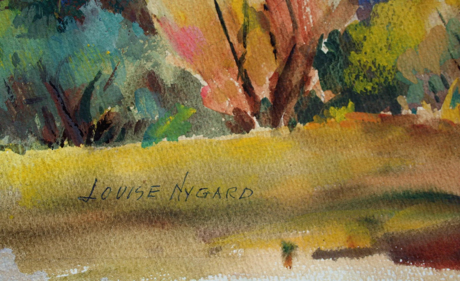 1970s Mid-Century Santa Cruz Mountains Autumn Landscape Painting by Louise Nygard - 4