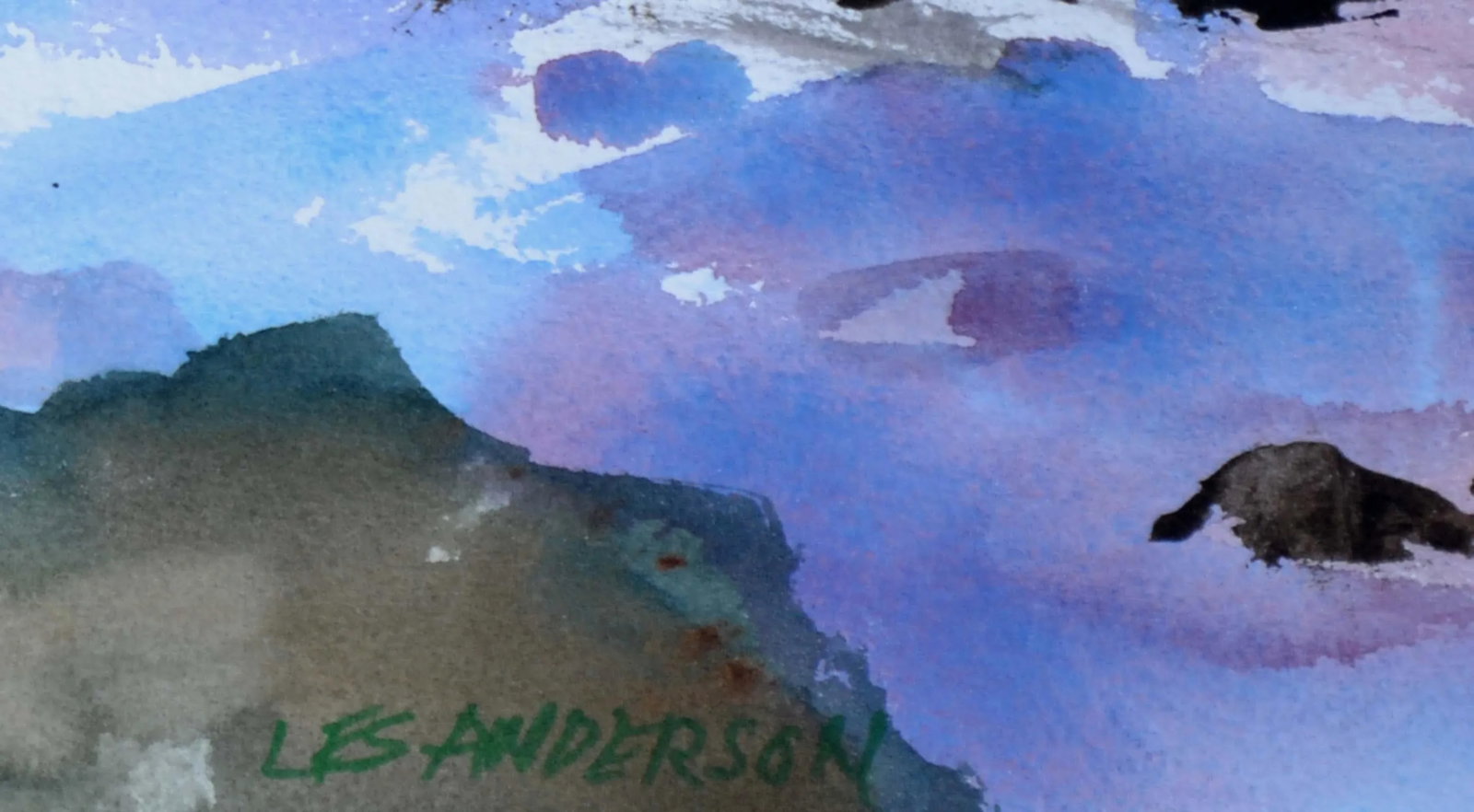 Vintage Sunset Seascape Watercolor Point Lobos, Carmel by Les Anderson - 4