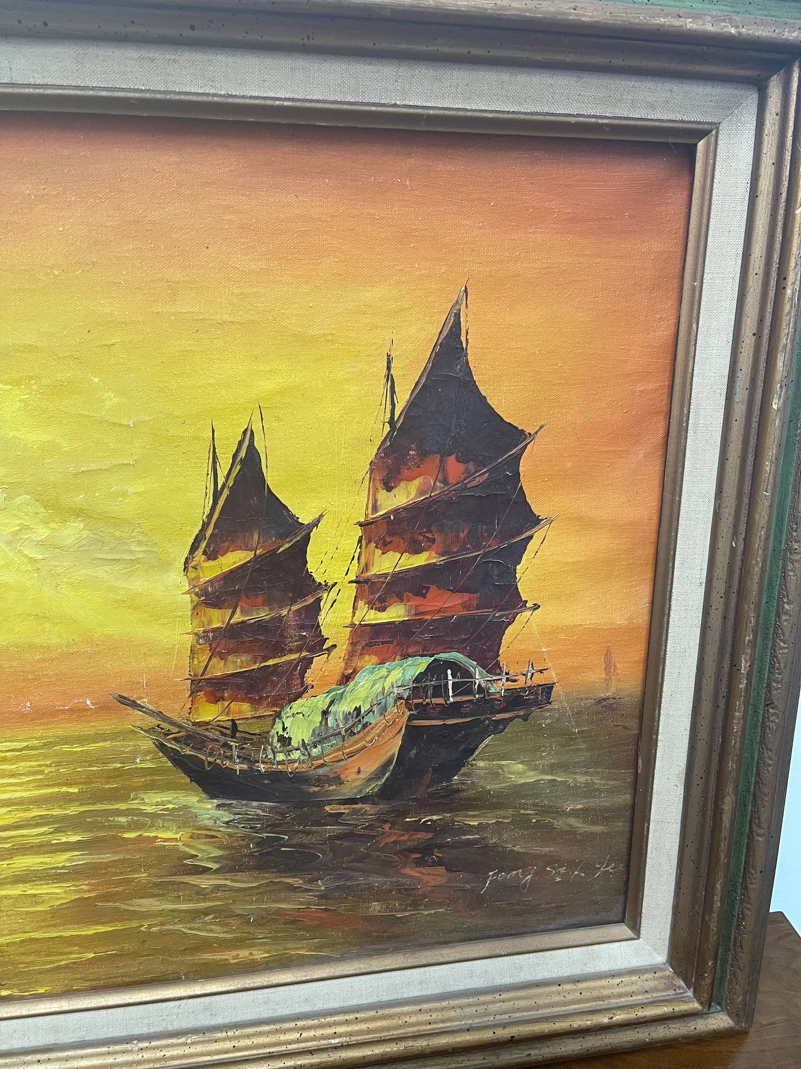 Vintage Signed Mid Century Modern Scenic Painting, Canvas. - 4