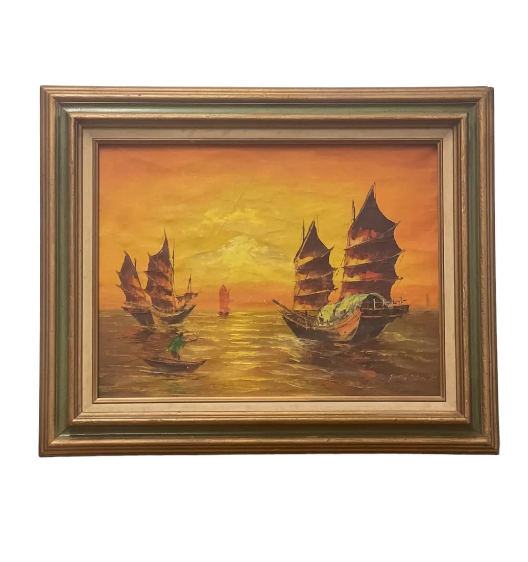 Vintage Signed Mid Century Modern Scenic Painting, Canvas. - 7