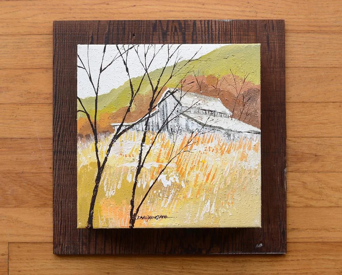 Unique Vintage 1970s Signed 3d Box Landscape Painting - 3