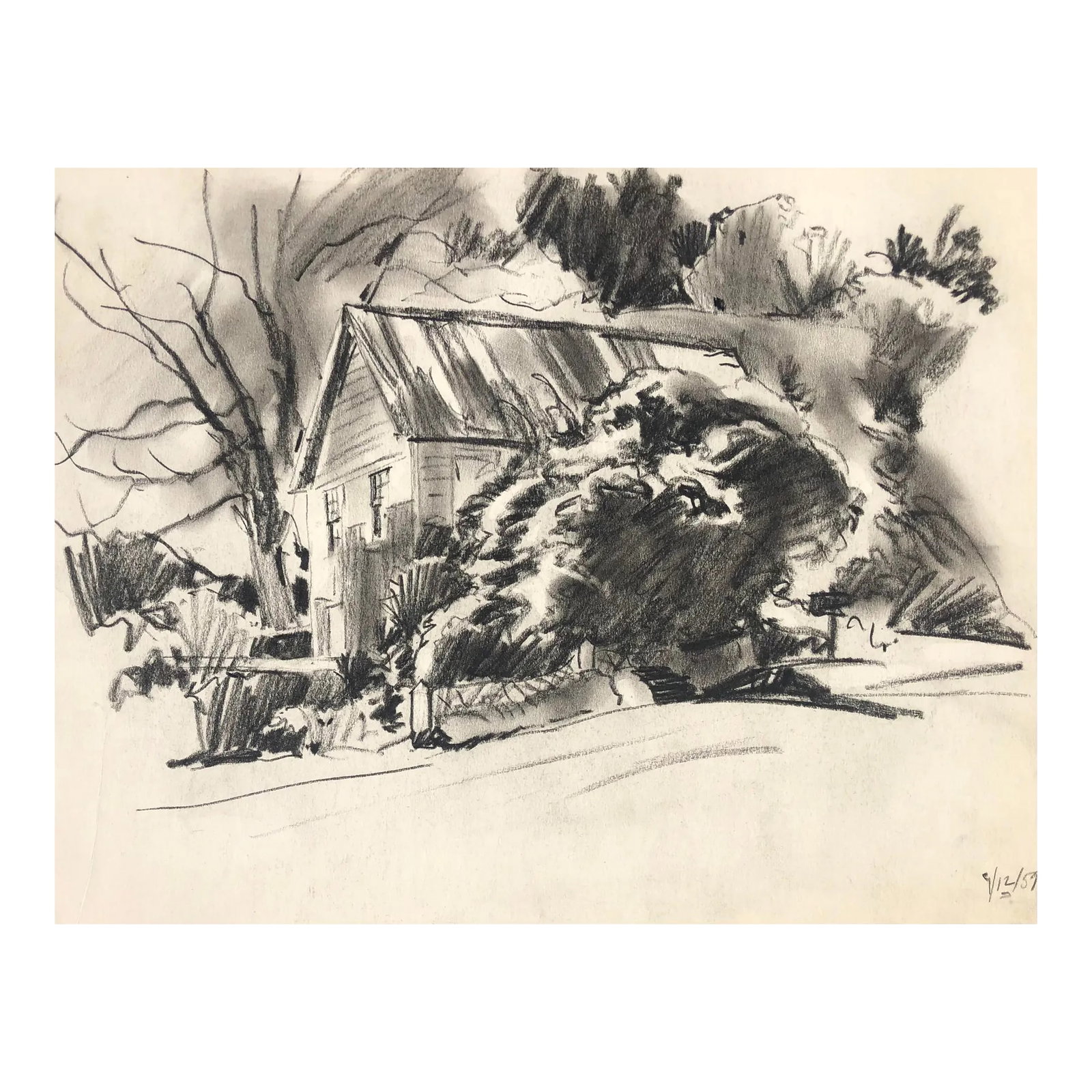 1959 Norman Kent New England Drawing: Born in Pittsburgh, American artist Norman Kent (1903 - 1972) attended the Rochester Institute and trained at the Art Students League in New York under Leftwich Dodge. He learned the art of the