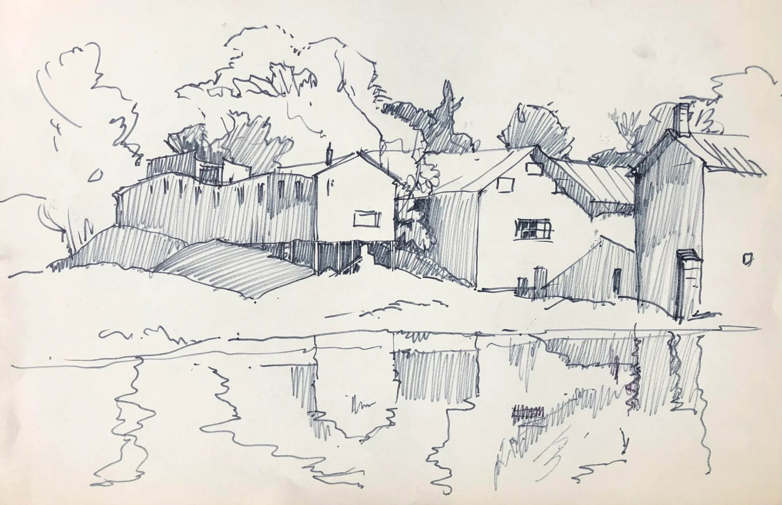 1950s Norman Kent Mill Along River Landscape - 3