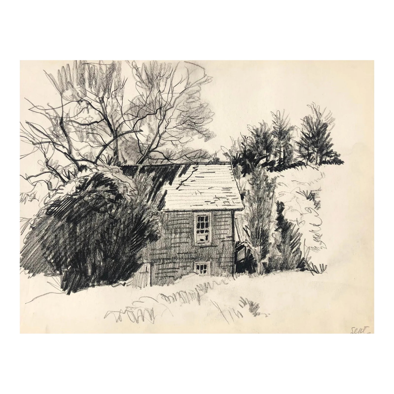1959 Norman Kent Landscape: Born in Pittsburgh, American artist Norman Kent (1903 - 1972) attended the Rochester Institute and trained at the Art Students League in New York under Leftwich Dodge. He learned the art of the