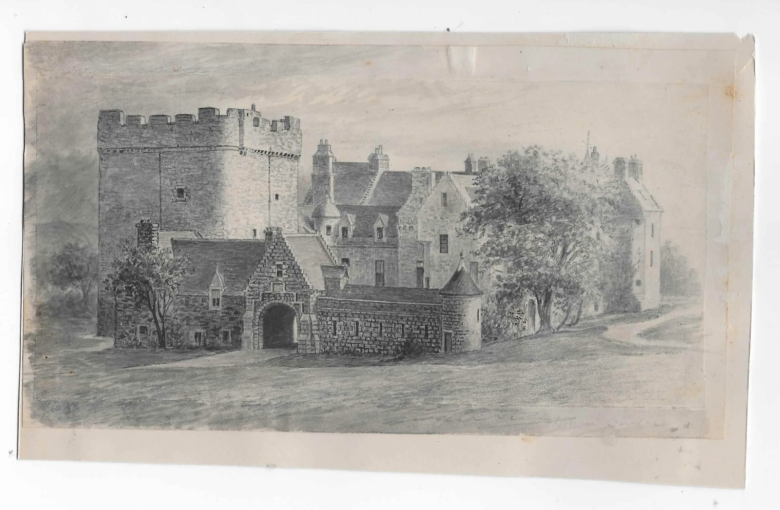 Antique European Castle Drawing - 2