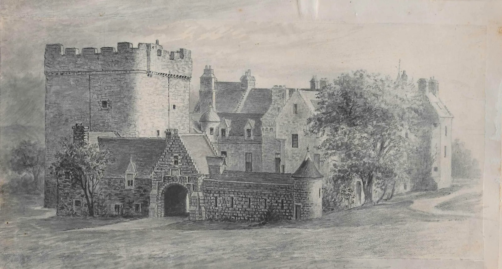 Antique European Castle Drawing - 3