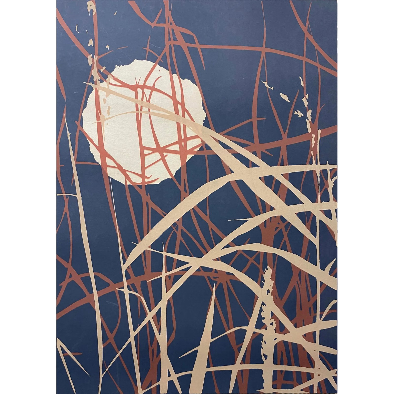 1970s Michael Joe Helton Night Moon Serigraph: 1970s screenprint by Helton titled "Night Moon Q." Pencil signed by artist Michael Joe Helton and titled. Combined shipping available, please inquire. Shipping times are significantly less than Chairi
