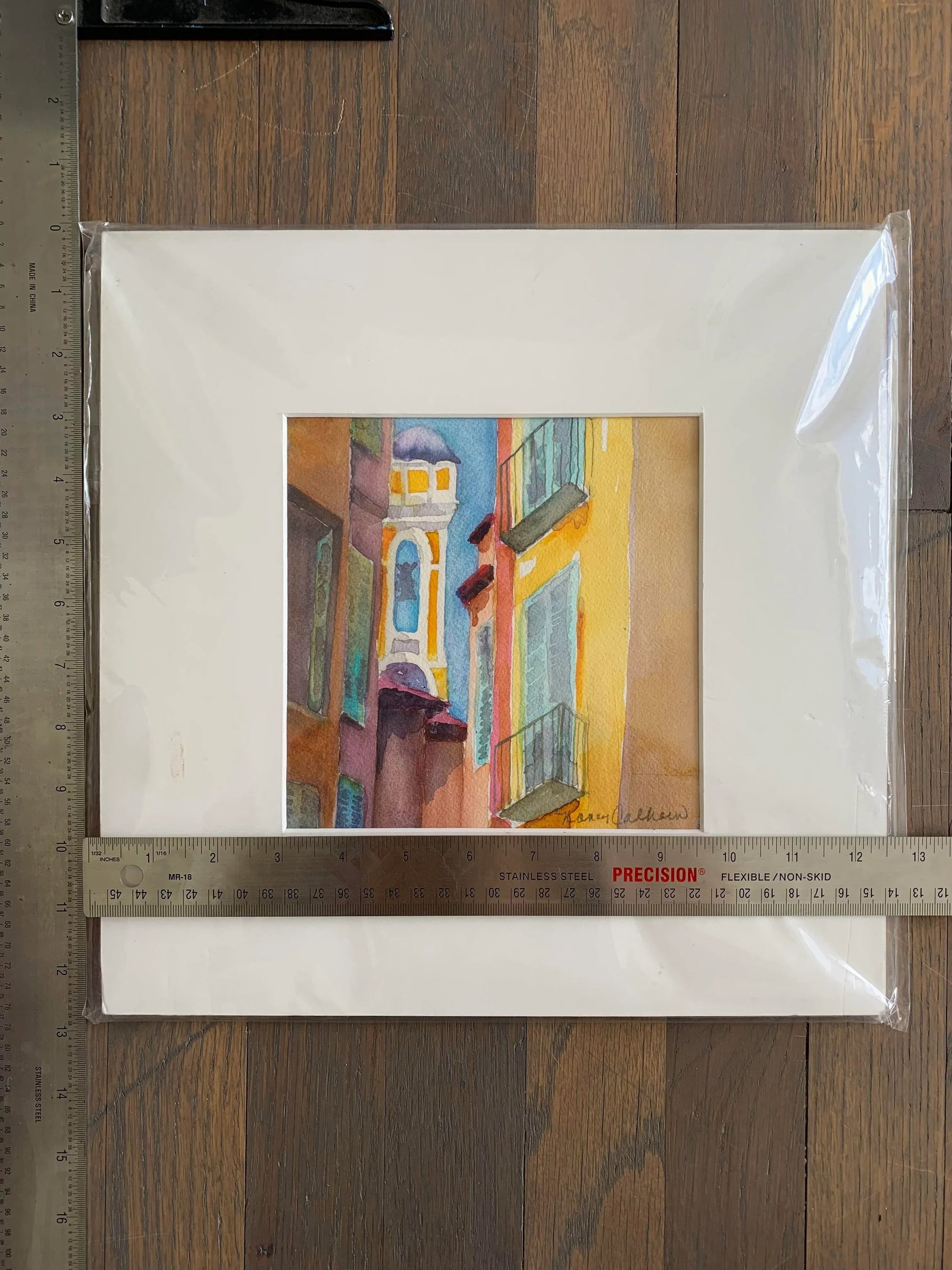 Late 20th Century Signed Watercolor Painting of an Alley Scene - 4
