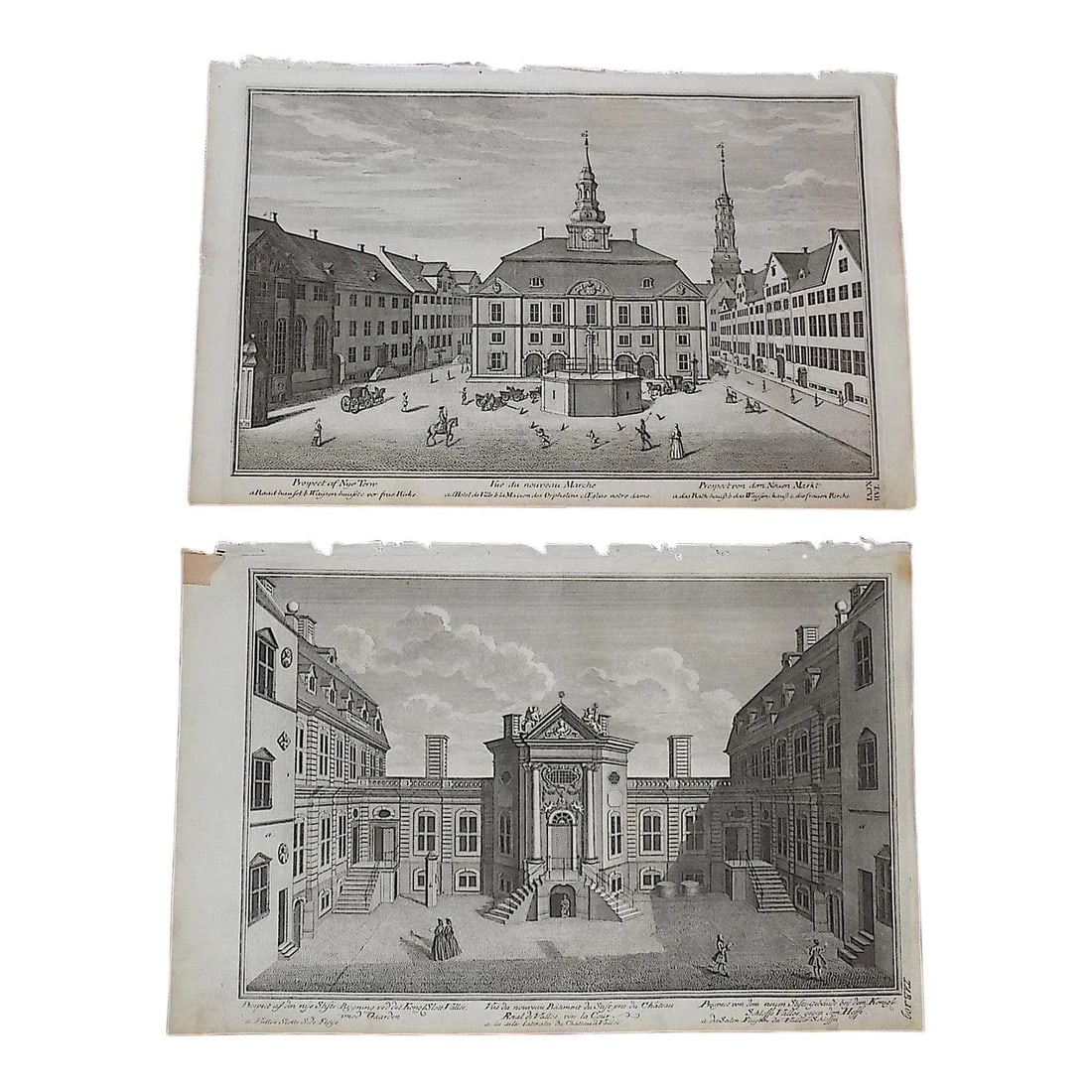 Authentic Antique 18th C. Imperial Folio Architectural Facade & Landscape Copperplate Engravings - A - 6