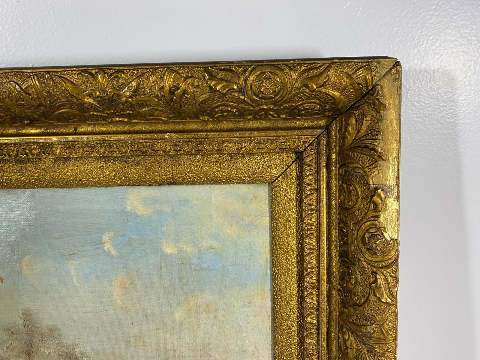 Antique 19th Cen. Winter Scene Landscape Oil Painting - 4