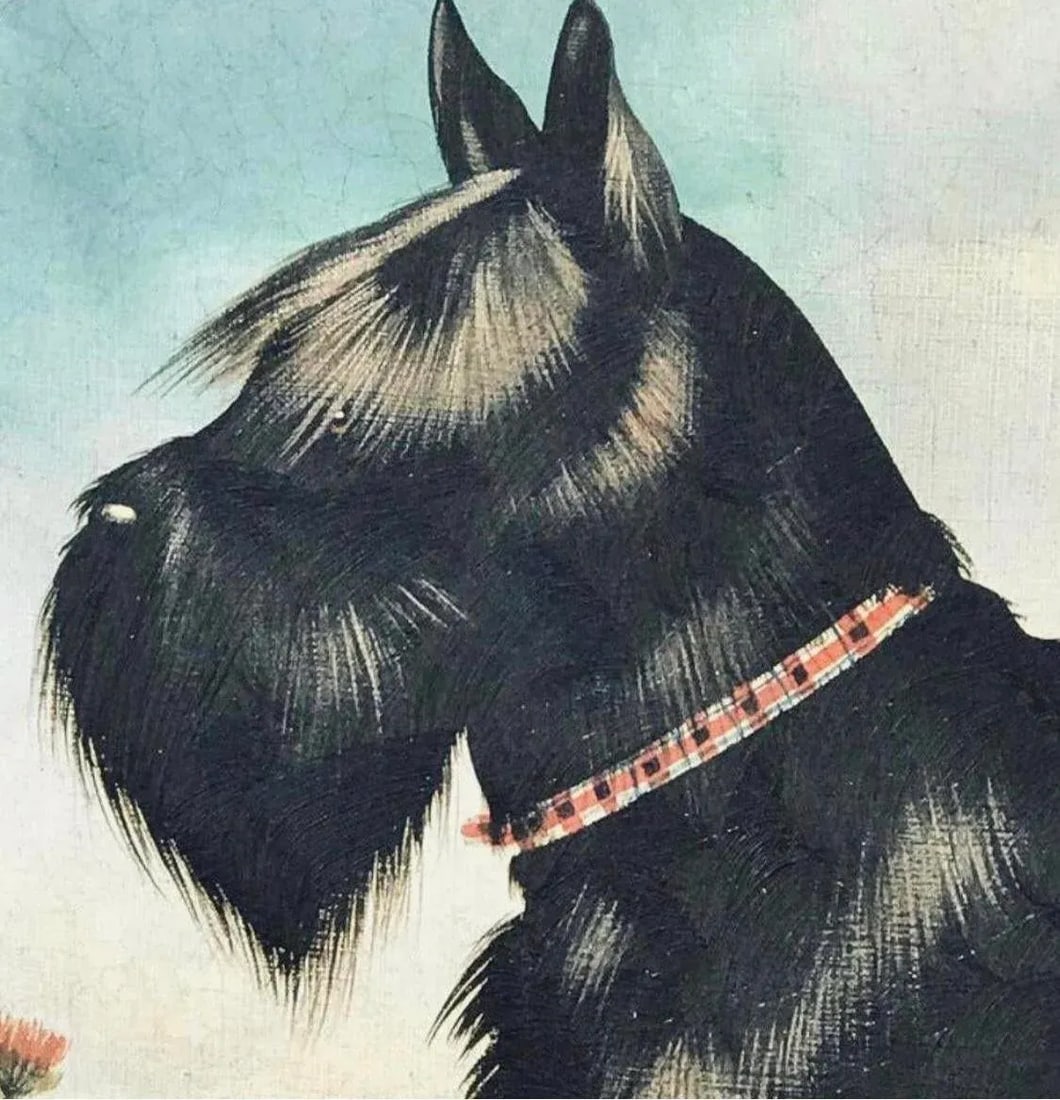 1970s Scottie Scottish Terrier Dog Portrait Oil Painting by Paul Stagg Signed & Framed - 3