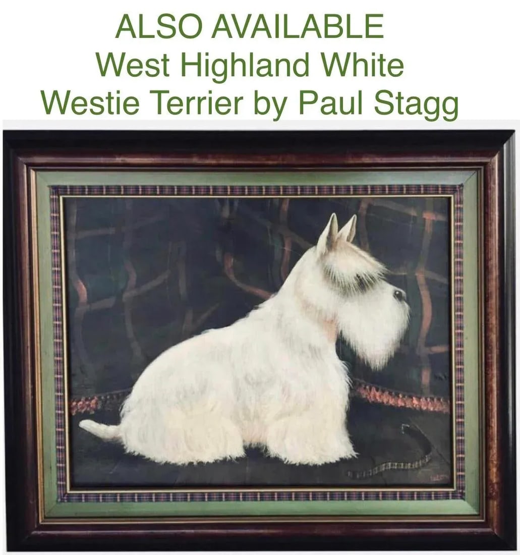1970s Scottie Scottish Terrier Dog Portrait Oil Painting by Paul Stagg Signed & Framed - 8
