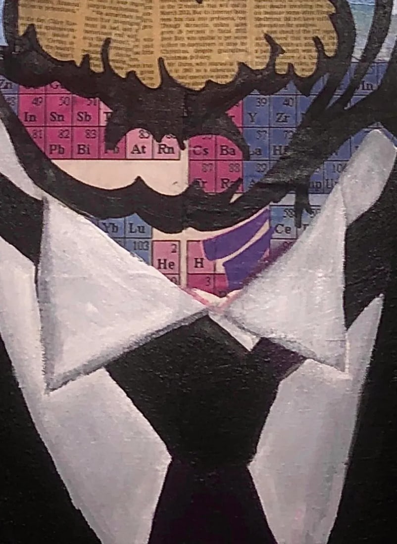 Sale! 80s Original Vintage Pop Art Albert Einstein Periodic Table Face Mixed Media Art Collage Portr - 6