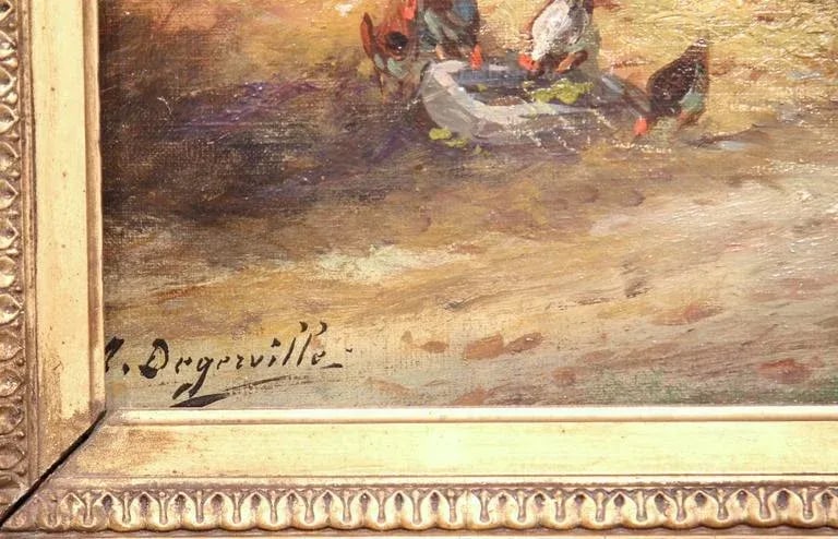 19th Century French Rural Farm Scene Oil Painting Signed A. Degerville - 4